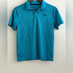 Under Armour HeatGear Teal Striped Performance Polo Youth XL